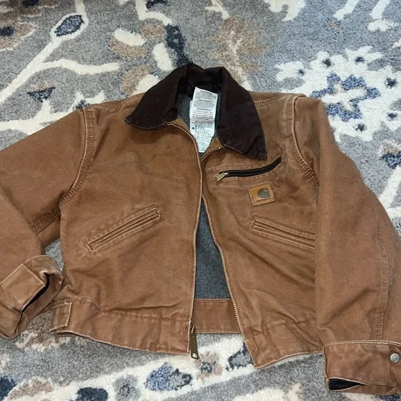 VINTAGE Carhartt Detroit Collared Fleece Line Jacket Youth small 6/7 - Picture 2 of 5
